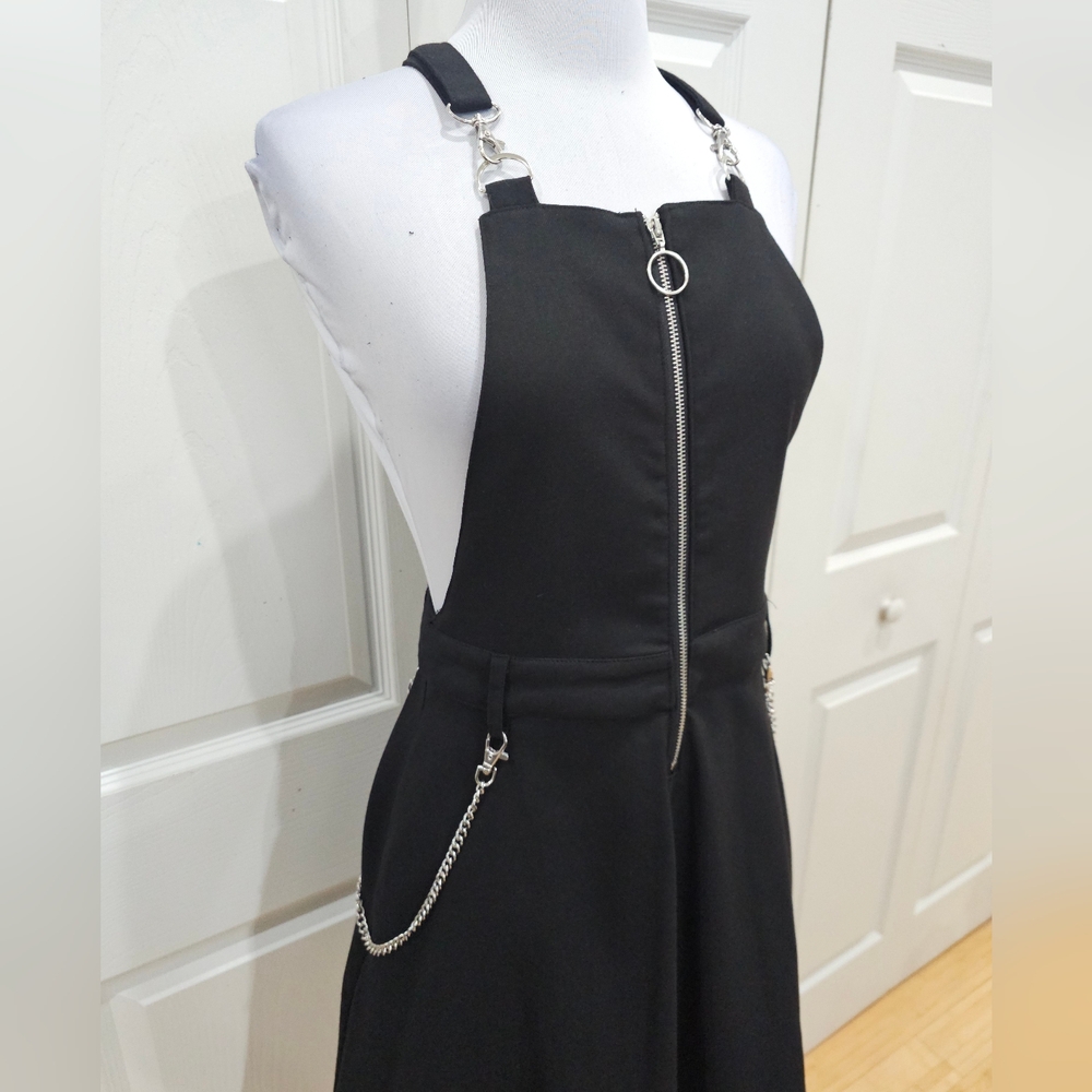 Hot Topic Punk Goth Black O-Ring Zipper & Chain Skirtall Skirt Overall Dress XS - Picture 5 of 16